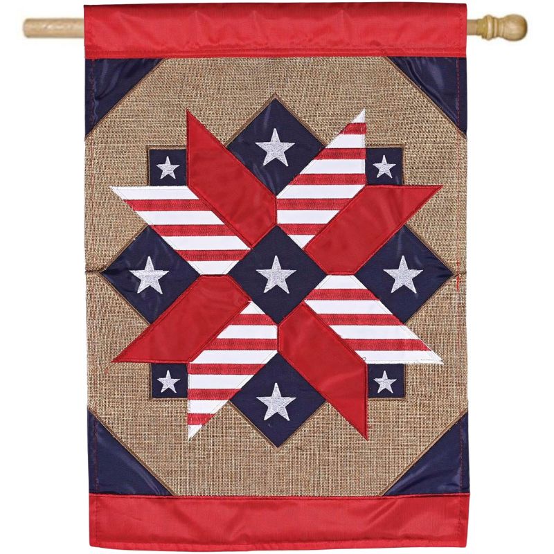 Patriotic Barn Star House Flag